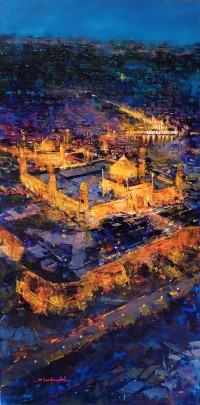 Shan Amrohvi, 24 x 48 inch, Acrylic on Canvas, Cityscape Painting, AC-SA-183
